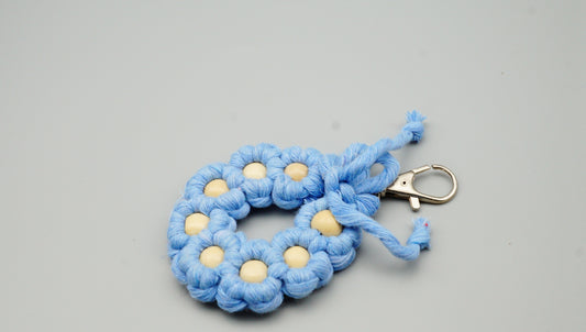 Macrame Keychain - Cyan