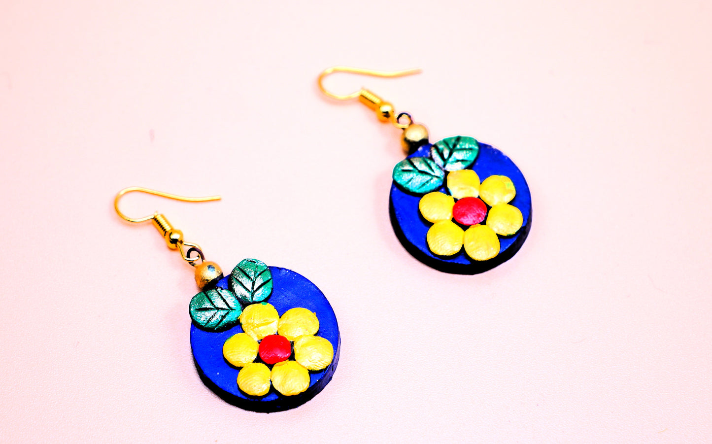 Terracotta Earrings - Yellow Flower