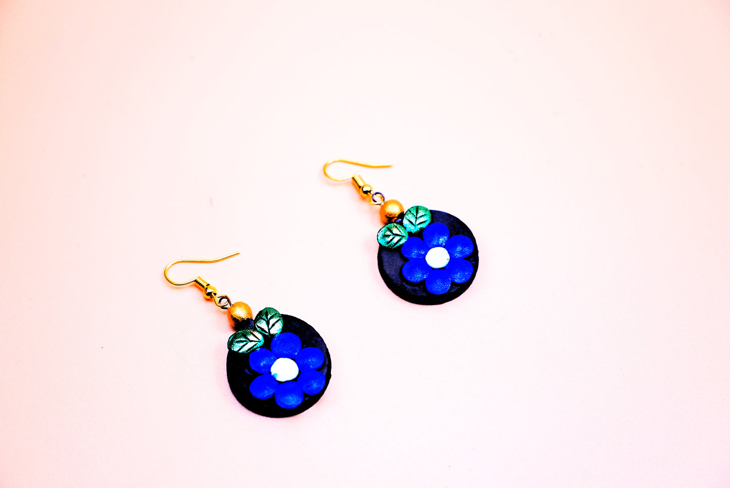 Terracotta Earrings - Blue White