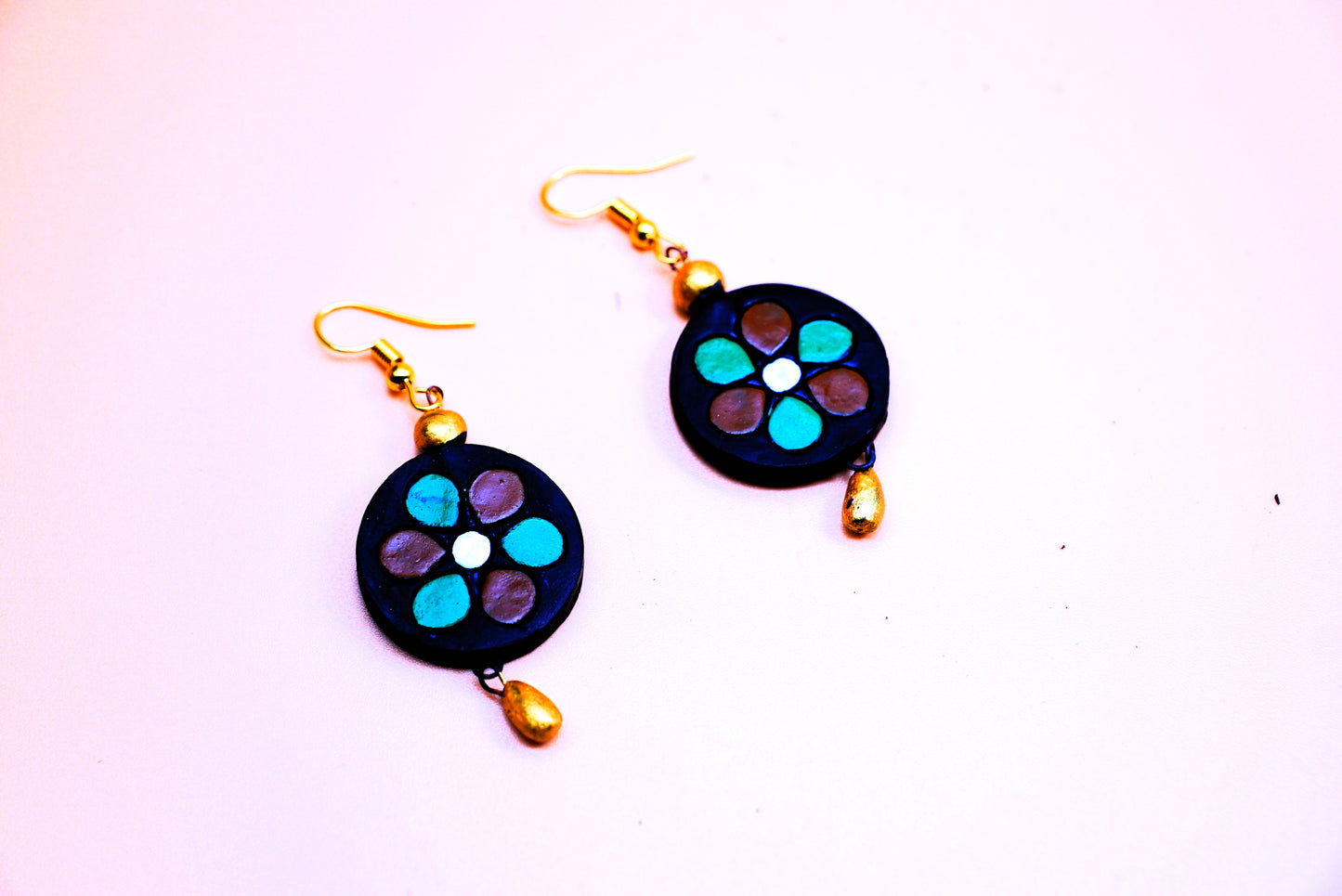 Terracotta Earrings - Brown Green