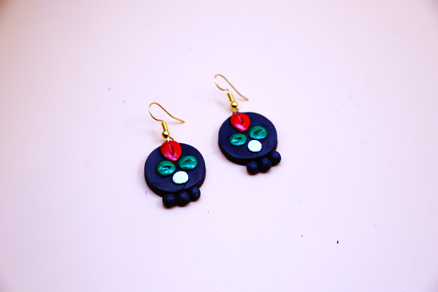Terracotta Earrings - White Orange Red
