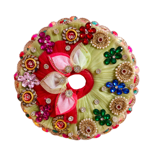 Designer Heavy Red & Green Laddu Gopal Poshak (size 2 to 6 available )