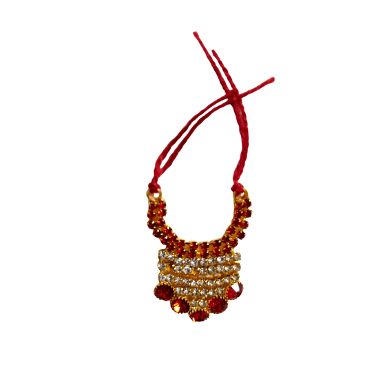 Beautiful Green Stone Laddu Gopal Haar-(Hasli) | Handmade Mukut Mala for Thakur Ji | Decorative Krishna Necklace for Idol