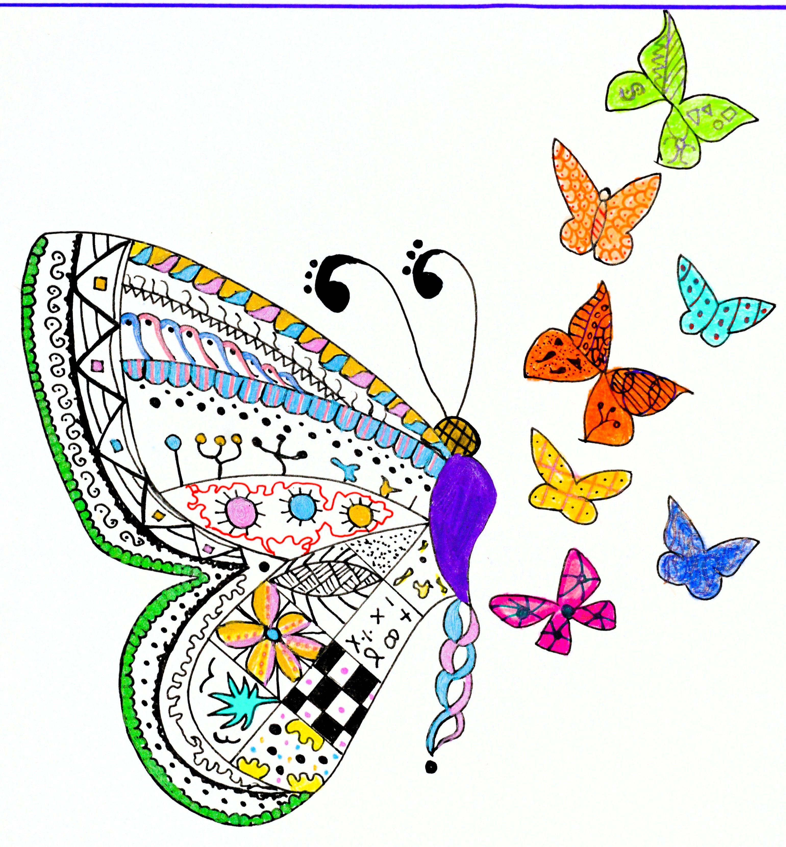 Butterfly doodle art sales