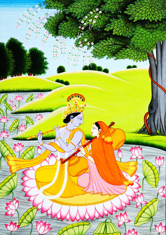 Radha Krishna Traditional Hand Painting