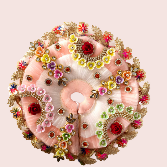 Laddu Gopal ji Heavy Peach color  Poshak with Mukut (2 to 6 size available)