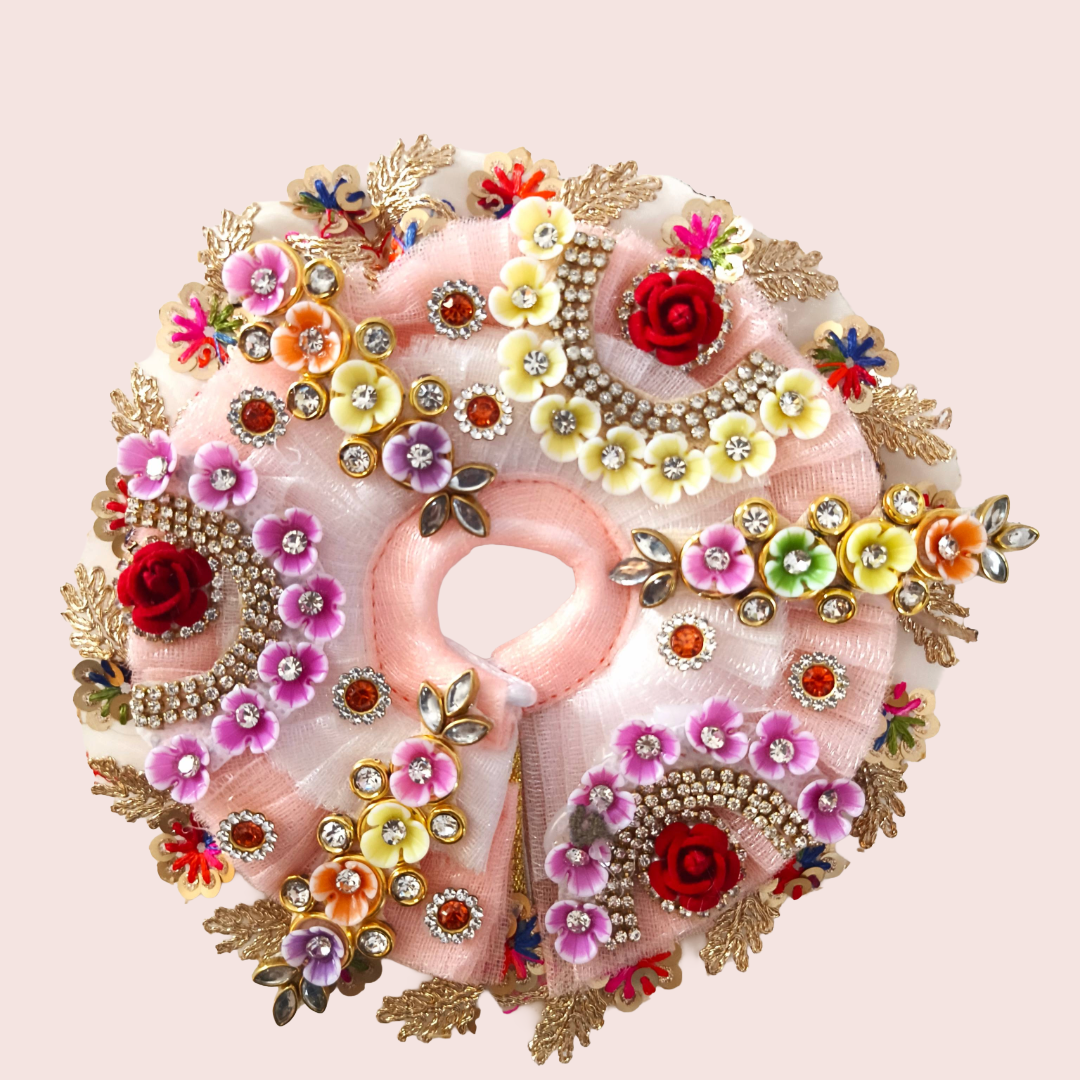 Laddu Gopal ji Heavy Peach color  Poshak with Mukut (2 to 6 size available)