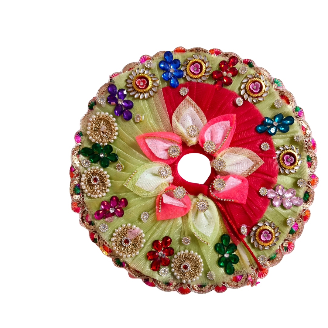 Designer Heavy Red & Green Laddu Gopal Poshak (size  2 to 6 available )