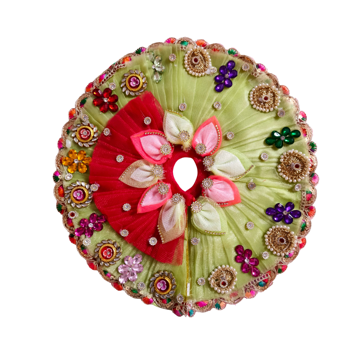 Designer Heavy Red & Green Laddu Gopal Poshak (size  2 to 6 available )