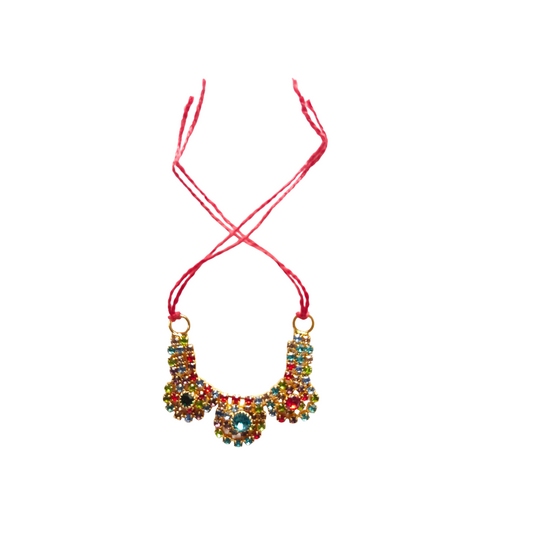 Beautiful multicolor Stone Laddu Gopal Haar (hasli)| Handmade Mukut Mala for Thakur Ji | Decorative Krishna Necklace for Idol ( Size -5)