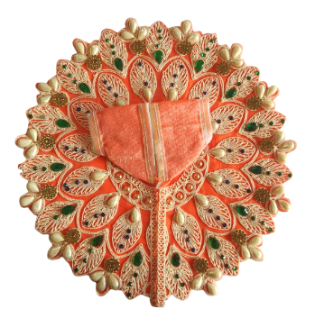 Elegant Orange Thread Work Laddu Gopaljji Poshak - Size 5