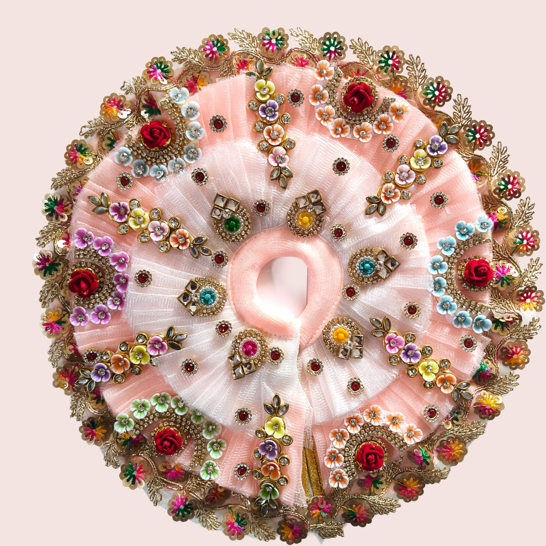 Laddu Gopal ji Heavy Peach color  Poshak with Mukut (2 to 6 size available)