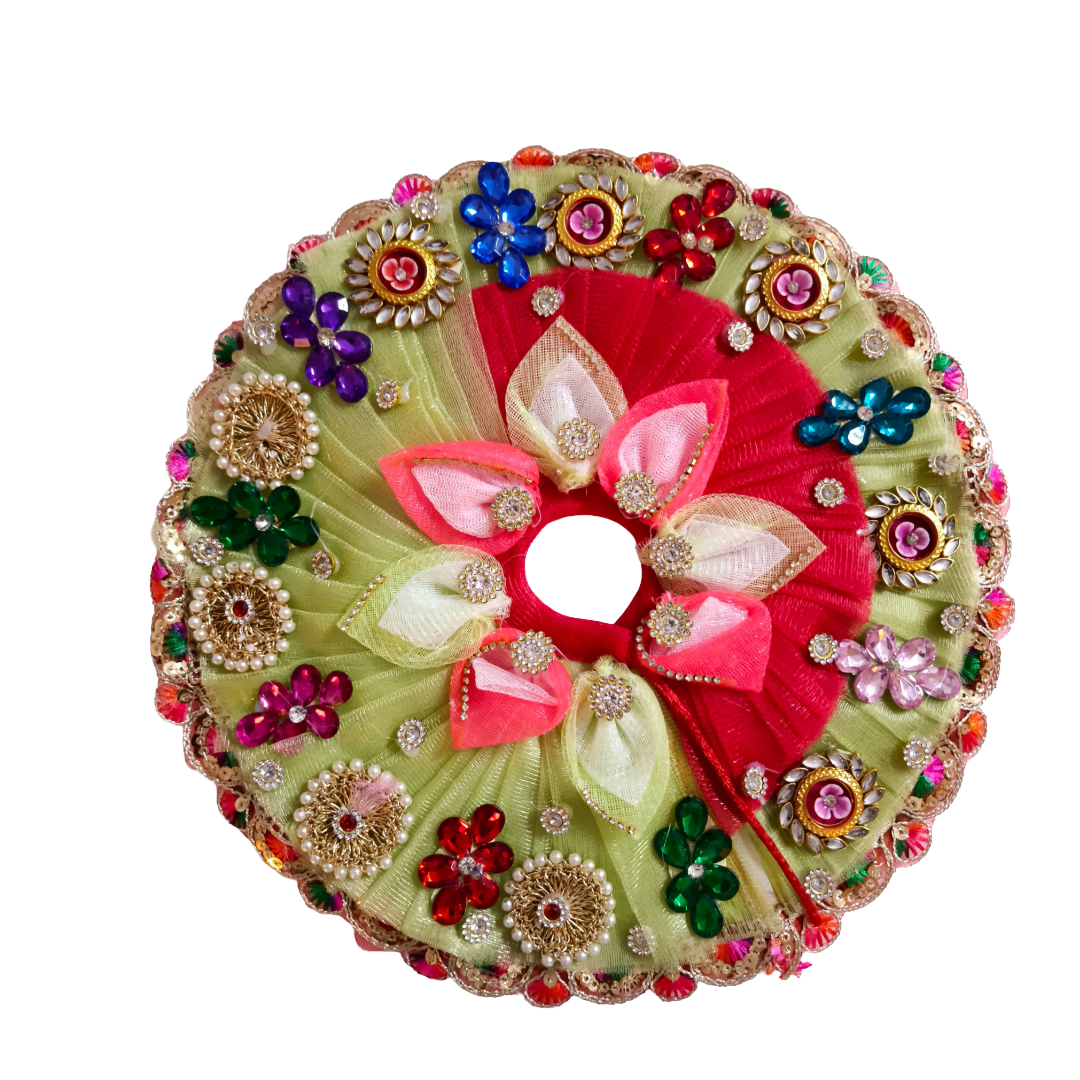 Designer Heavy Red & Green Laddu Gopal Poshak (size  2 to 6 available )