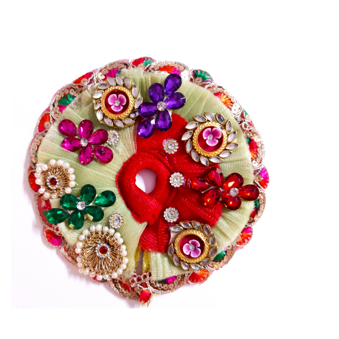 Designer Heavy Red & Green Laddu Gopal Poshak (size  2 to 6 available )